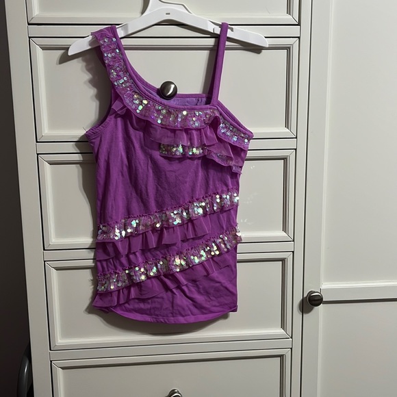Purple sequin ruffle top - Picture 1 of 4